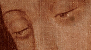 Detalle de la tilma de Juan Diego con la imagen de la Virgen de Guadalupe